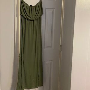 Strapless Olive Maxi Dress